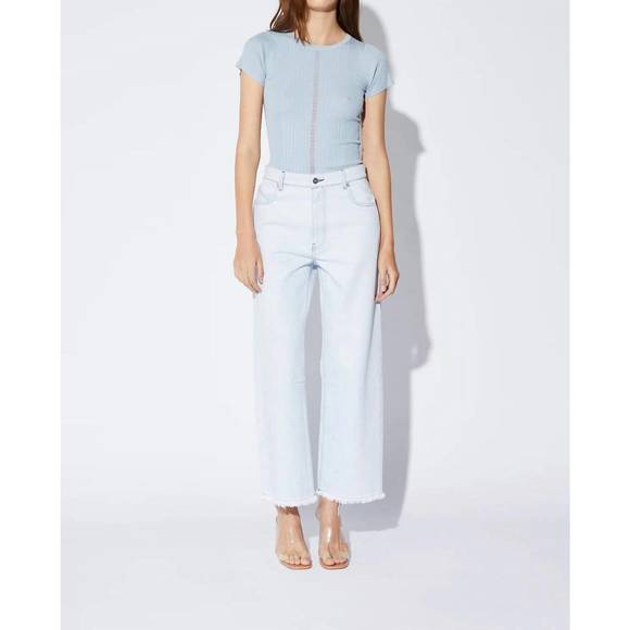 NEW RTA crew neck short sleeve sweater in dusty blue - Picture 3 of 4